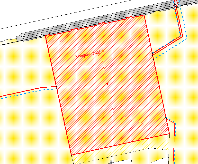 Energy network area with district heating pipes in the GIS