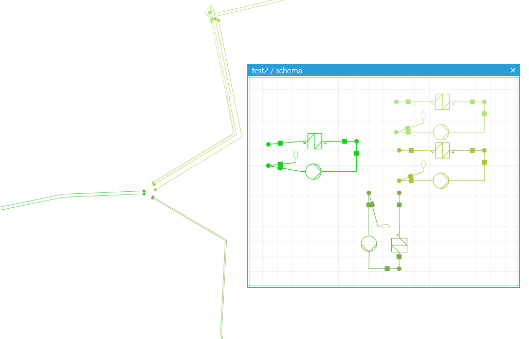 District heating network schema in NEPLAN after the import