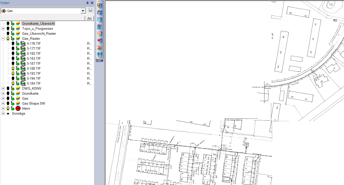 Individual raster maps listed by filename and displayed in GISMobil