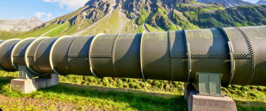 Gas pipeline running through a Swiss alpine landscape