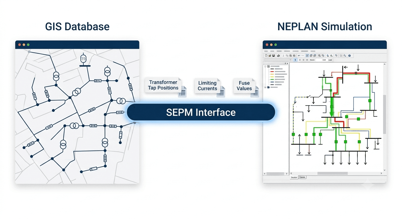 GIS database connected to NEPLAN simulation through the SEPM Interface